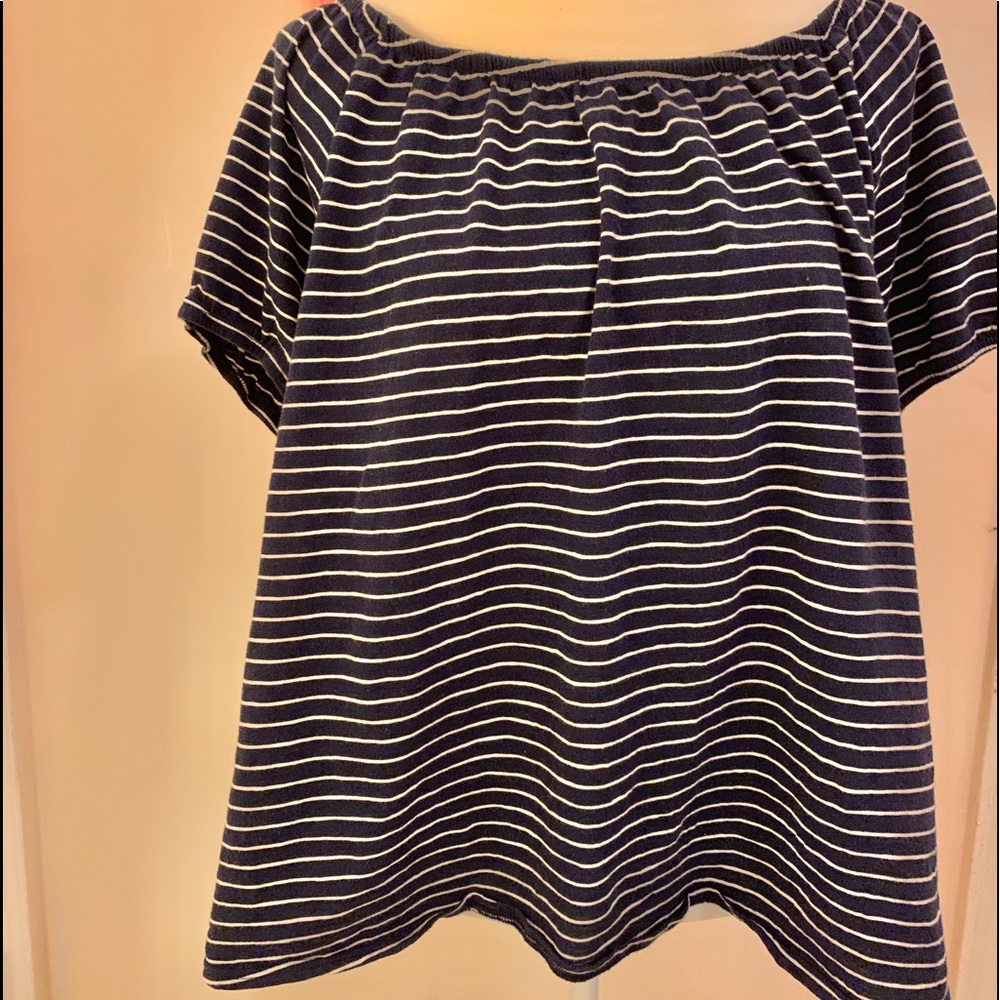 Navy striped cotton blouse